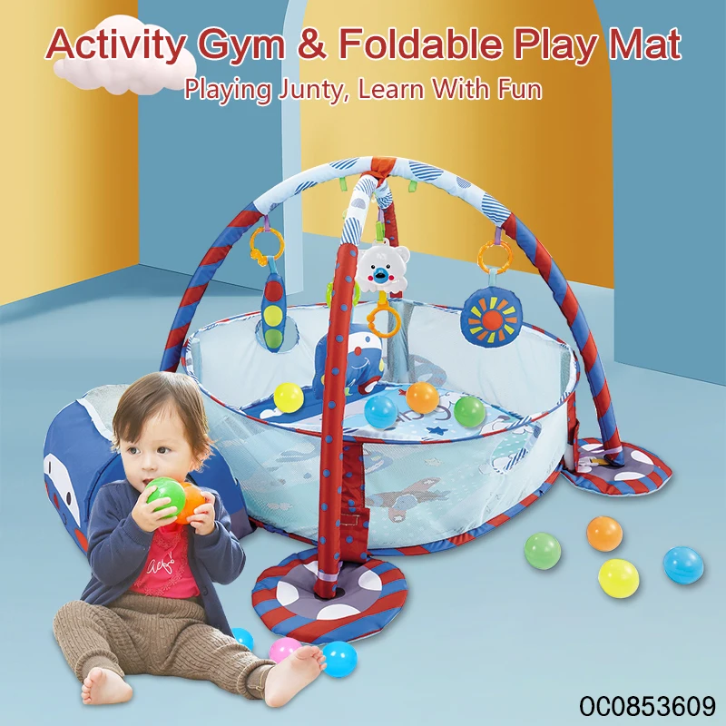 New bron baby all items plastic foldable baby gym activity play mat with 30pcs ocean ball