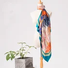 Costume Scarf Chinese Scarf Costume Digital 100% Silk Screen Print Square Scarf Silk Satin 90x90 Chinese