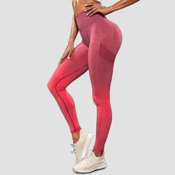 Wholesale Prices Gradient Elastic Fitness Running Scrunch Butt Lift Leggings Yoga Pants High Waist