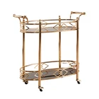 Furniture Bar Trolley Bar Cart Furniture 2 Teir Gold Metal Kitchen Serving Bar Trolley Cart For Dining Room