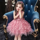 Baby Girls Custom Embroidery Pink Ball Gown Flower Princess 4-8Years Baby Girls Dress Designs Party