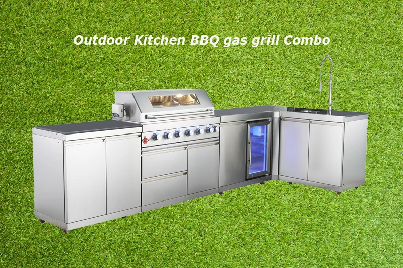 product modular black lpg gas barbecue grill with fridge for outdoor kitchen or garden use-15