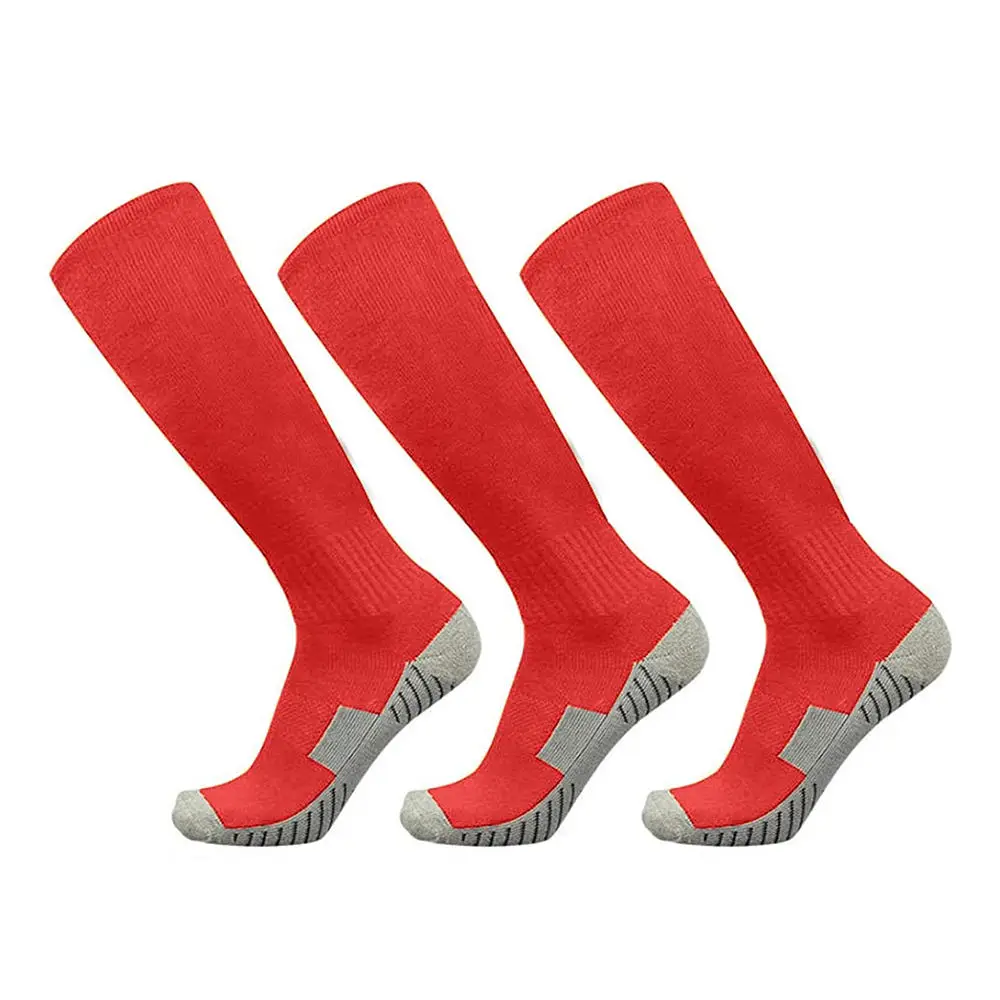 Soccer Football Socks 3 Pairs Team Sport Athletic Knee High Breathable Compression Socks for Adult Youth Kids Boys 