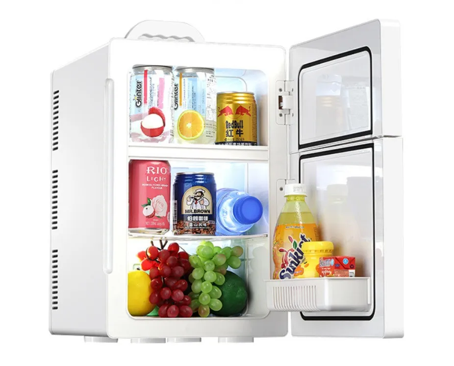24V vehicle double door fridge 20L semiconductor hot and cold mini refrigerator car DC 12V Mini fridge refrigerators