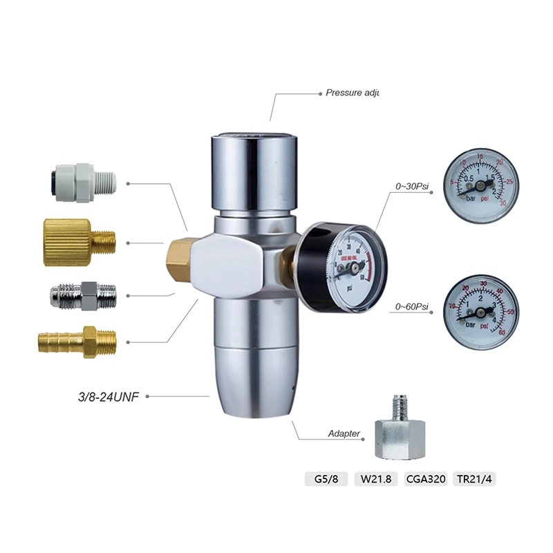 product mini keg regulated co2 charger kit with adapter and ball lock disconnect beer keg charger co2 dispenser 0 60 psi-3