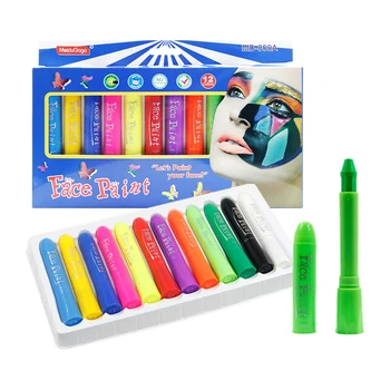12 Solid Tempera Paint Crayon Face Painting Crayon Set Safe Non-Toxic Kids Body Paint for Halloween Makeup