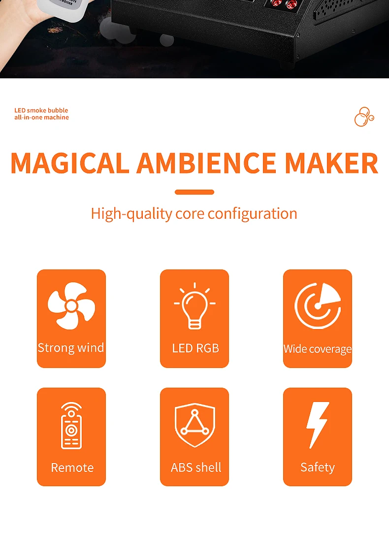 SHTX Professional 1500W Full Color Smoke Bubble Machine for Party Events Wedding with Remote Control LED Fog Bubble Machine