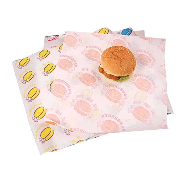 Printed Saplushh Greashello Kittykaging Food Hamburger Wrapping Paper PE Offset Printing Virgin Baking Paper Wood Pulp