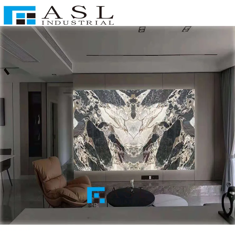 Breccia blue natural stone slab tile for Wall Floor Design