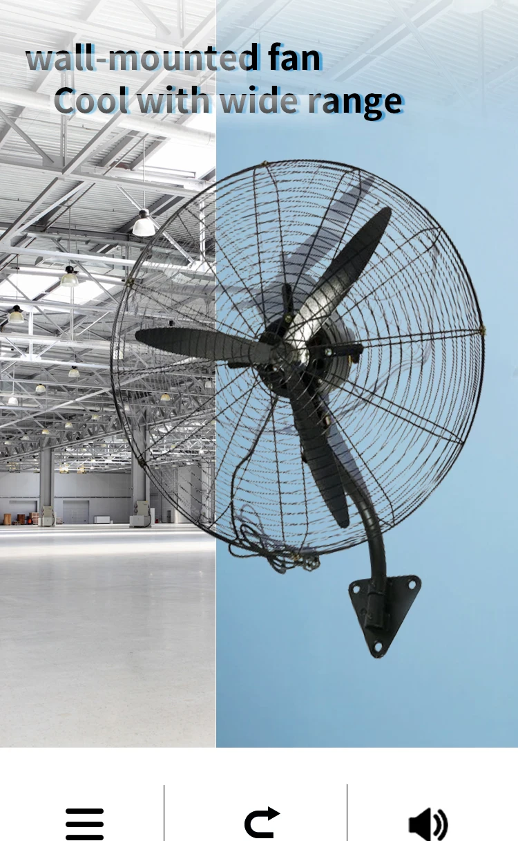 Industrial Wall Mounted Fan, Copper, Electric, Metal - detail 2