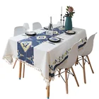 High Quality Bohemia Print Cotton Linen Tassels Customized Table Cloth