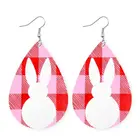 Leather Earrings Earring Personalized Plaid PU Leather Earrings Cute Easter Bunny Earring