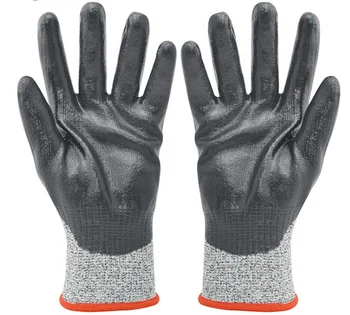 GG1005T HPPE liner Nitrile coating level 5 Cut resistant Stab puncture proof Anti cut Safety work gloves