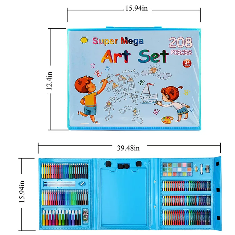 Custom Non-Toxic Plastic Kids Painting Drawing Art Set Coloring Book Stationery Set with Easel for Kids