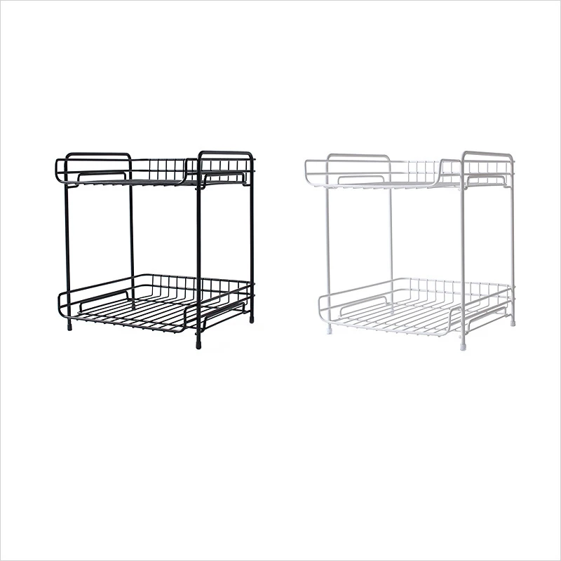 home desktop 2 Tier storage rack office simple iron wire basket kitchen cutlery Spice bottle holder bathroom organization shelf