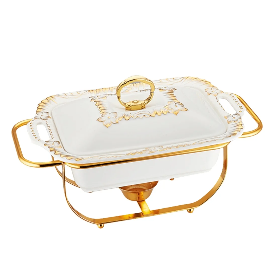 Luxury food warmer set of Factory Sales catering hotel ceramic dinner plate in wedding centerpieces for tables