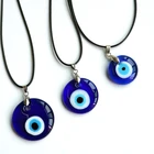 Necklace Turkish Blue Eyes Glass Pendant Necklace With Simple Wax Thread