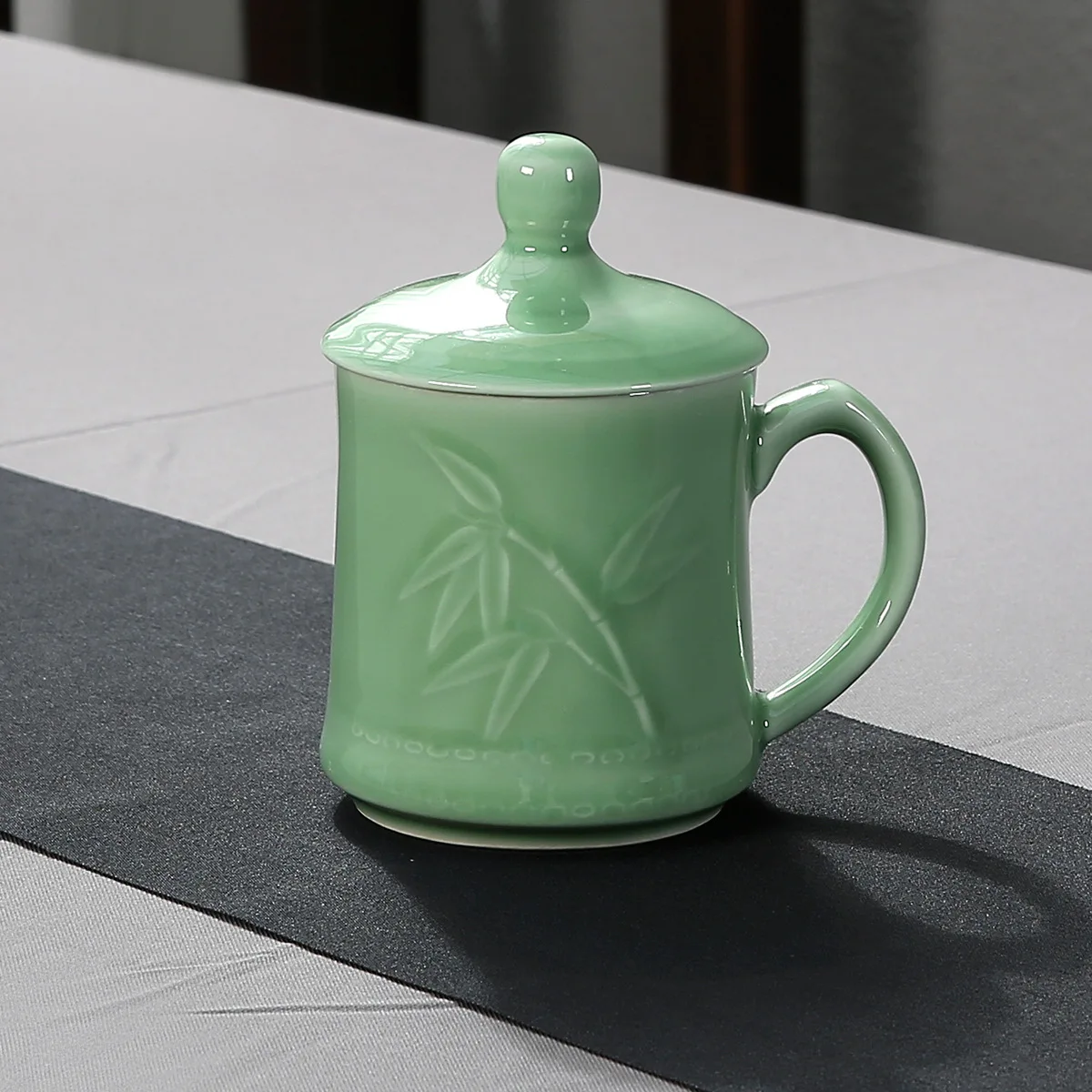 product longquan celadon traditional teacup with handle water customized drinking tea cup for hotel office home use-10