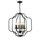 Lamps American Retro Black Farmhouse Chandelier With 6 Lights For Restaurant Living Room Kitchen Foyer Metal Iron Lamps