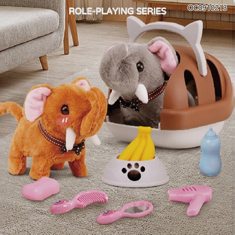 Battery operated stuffed walking  animal baby elephant plush toy wholesale
