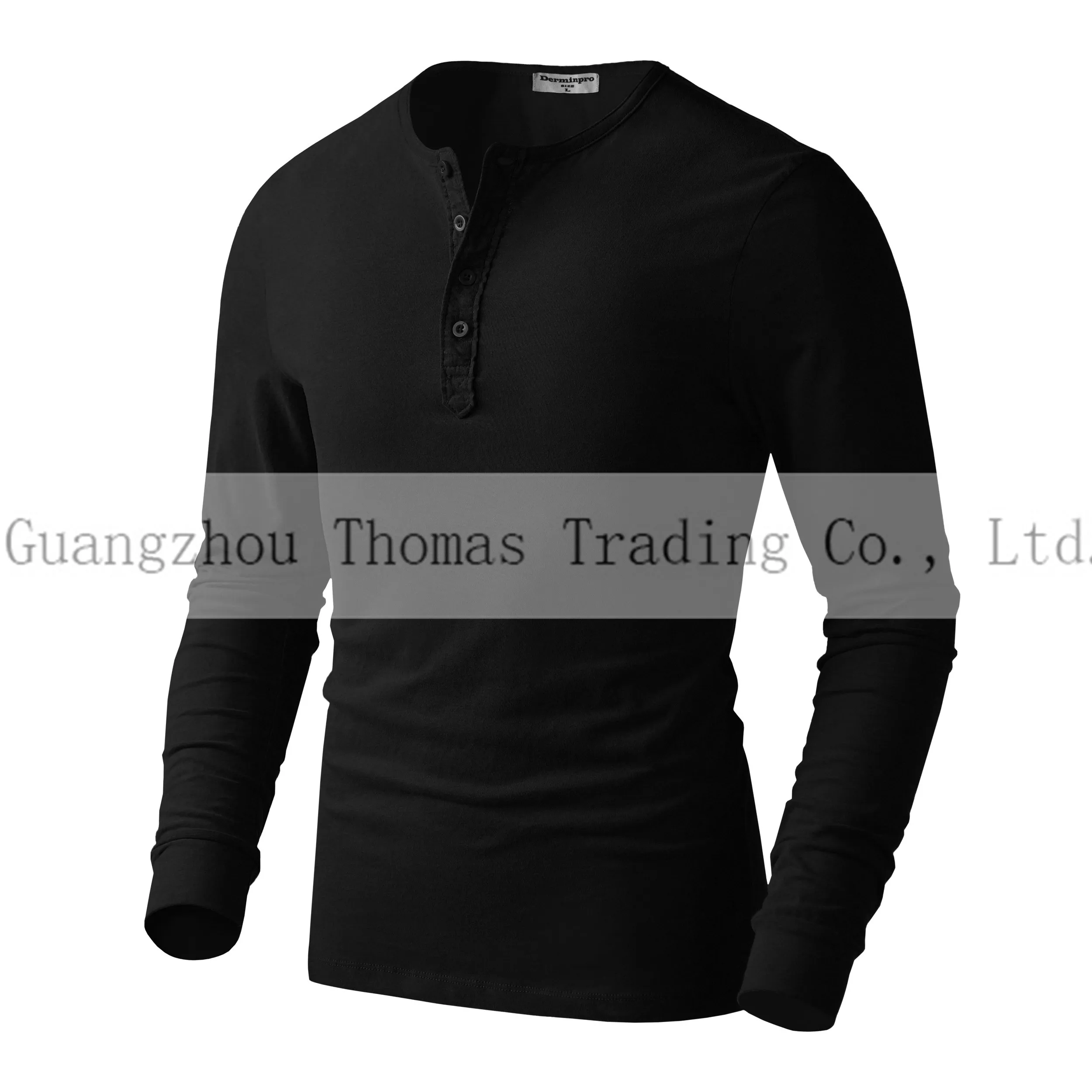 Men's Henley Collar Clothing Full Sleeve Pullover Top T Shirts