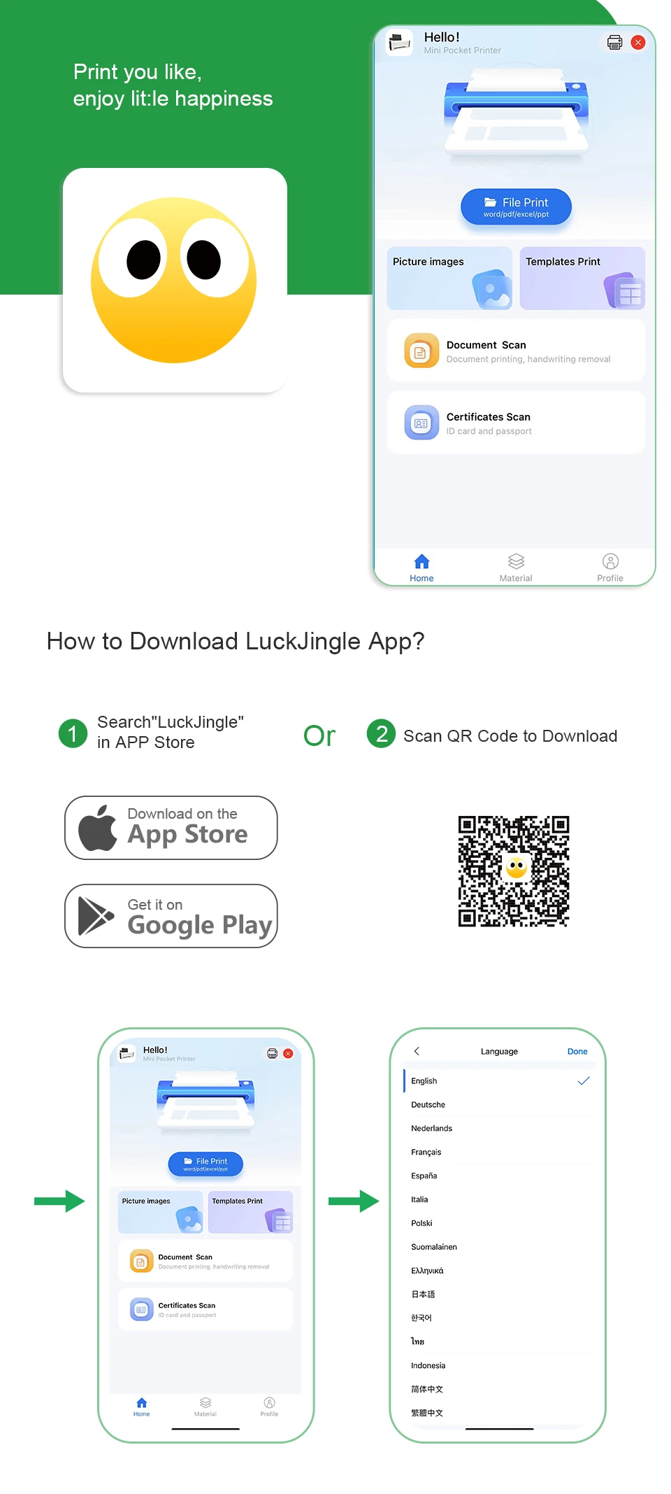 Mini Pocket Green Label Sticker Printer Machine Water Bottle Label Printer Mini Adhesive Label Printer manufacture