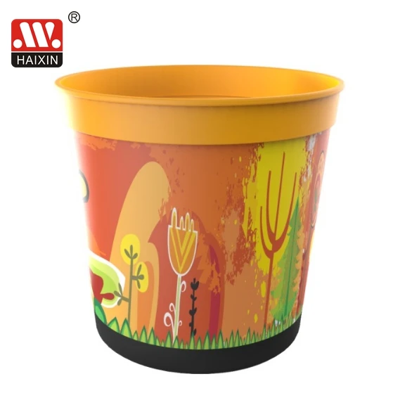 Artistic oil painting pattern flower pot small plastic flower pot office flower pot