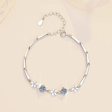 Husky five leaf Grass Diamond Cute Charm Jewelry 925 Sterling Silver Moissanite Bracelet