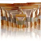 Stand Up Pouch Gold Color Aluminized Stand Up Bag With Window Food Storage Package Pouch