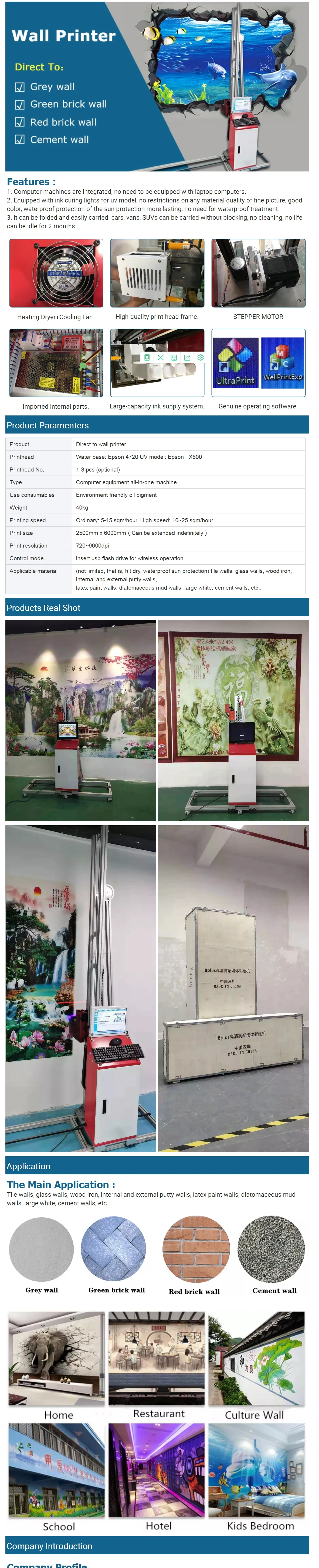 New 3D Indoor and Outdoor UV Vertical Wall Printer Versatile Service Equipment for Multiple Applications