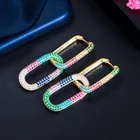 Cz Earrings Geometrical Design Of Micro Pave Colorful AAA CZ Earrings 2022