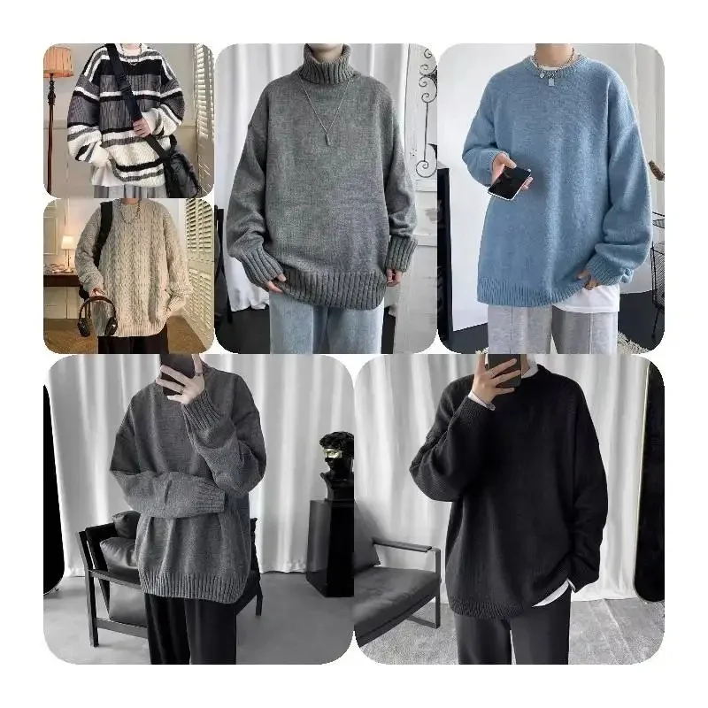 Men's Slim Fit Crewneck Pullover Sweater Winter Casual Chunky Cable Knit Comfort Heavy Long Sleeve Sweaters