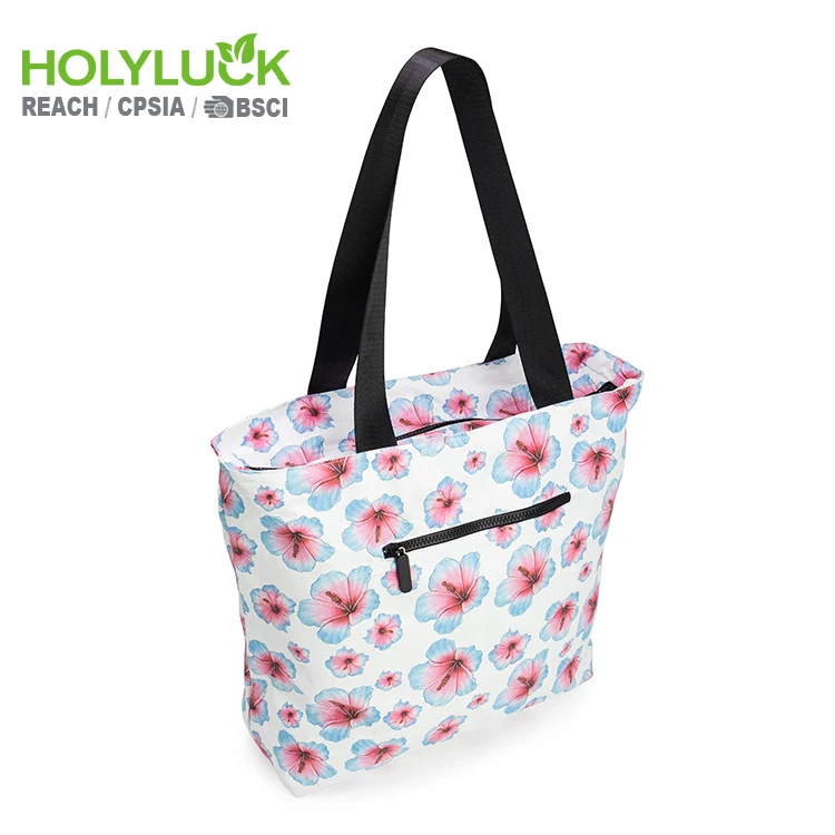 Holyluck Eco Friendly Recycled Custom Printing Reusable Hawaiian Dupont Tyvek Pouch Lightweight Aloha Cosmetic Makeup Bag