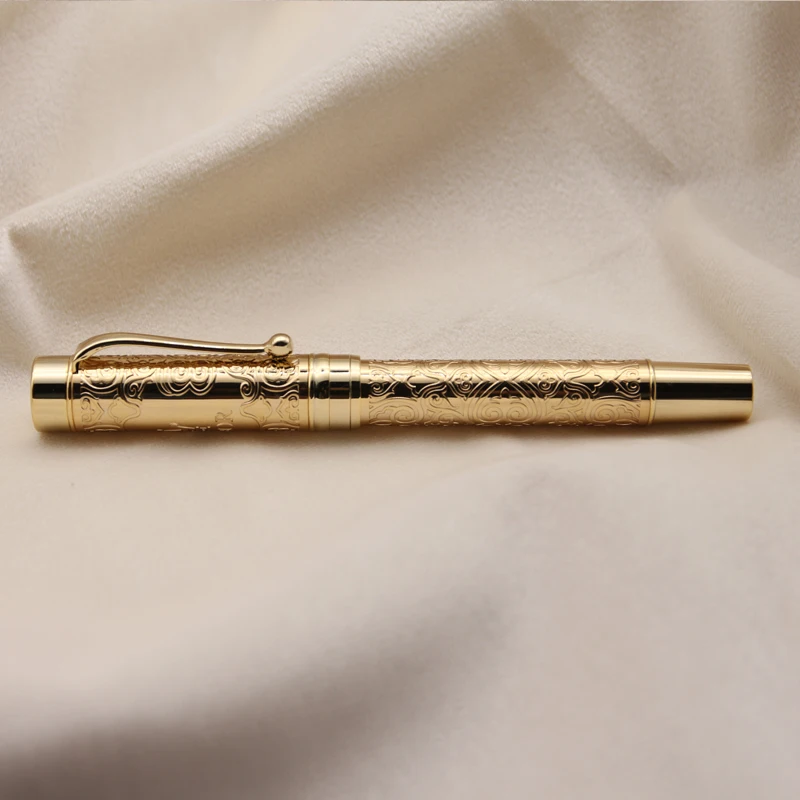 Hot Selling Modern Stationery Luxury Gold Pattern Rollerball Pen Design Pen Metal Roller Pen