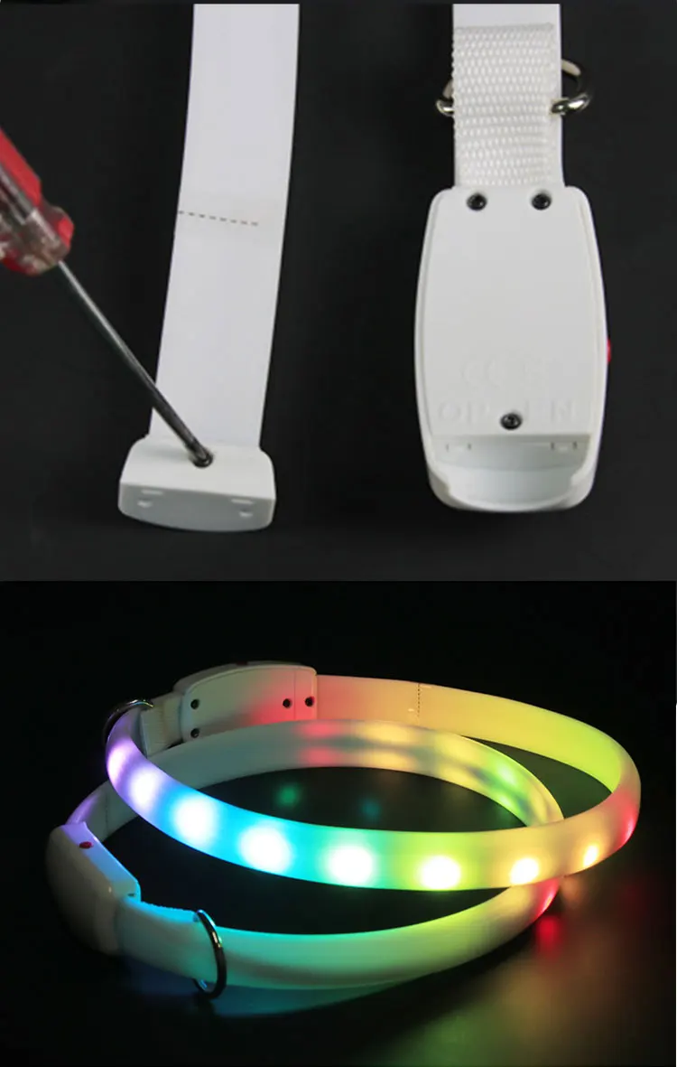 Best Seller Cut Any Length Usb Luminous Safety Collar Night glow Rechargeable Led Light Up Dog Pet Collar