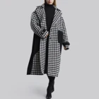 Coat New Design Custom Casual Oversized Long Sleeve Houndstooth Fall Trench Coat For Women
