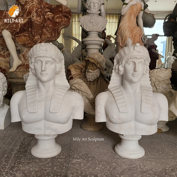 Classic Designs Antique Marble Egyptian Sphinx Bust Statue Stone Head Sculpture For Mansion