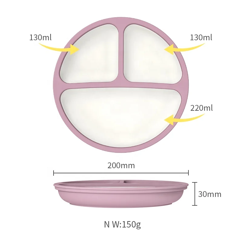 Wellfine Custom Silicone Baby Plates with Suction Cup for Kids Babys Feeding with Lid and Bowls Set Kids Dining Tableware