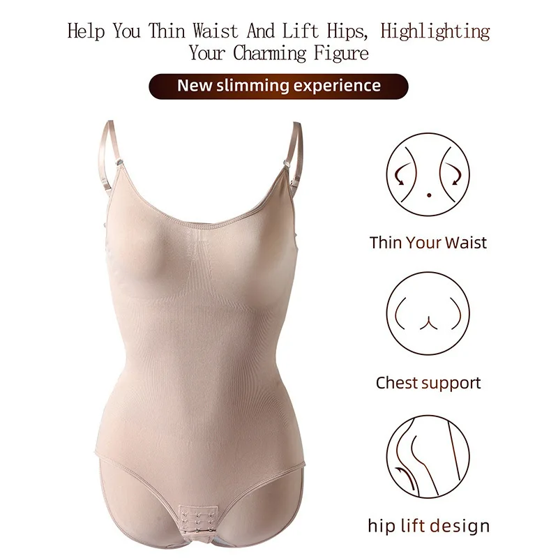 Wholesale Women Full Body Seamless Shoulder Strap Tummy Control Shaper Underwear Waist Trainer Thong Bodysuit Shapewear