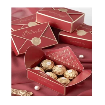 Customize wholesale hot stamping wedding chocolate red packaging boxes for indian sweets