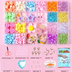 Wholesale Girl Jewelry Diy Bead Craft Kits Colorful Acrylic Beads For Bracelet Making Children's Educational Toys