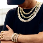 Gold Diamond Out Chain Luxury Gold Plated Cuban Link Iced Out Diamond Chain For Men Jewelry