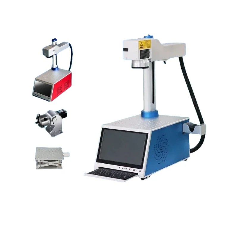 Portable 20W Fiber Laser Marking Machine with Computer Raycus MAX Laser Source For Metal Plastic Leather Pen Ring Laser Engraver