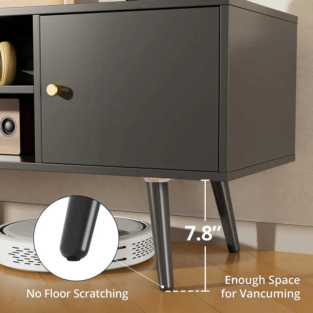 Modern TV Stand Wooden Storage Credenza for 53.1\" TVs for Home & Hotel Living Room Furniture details