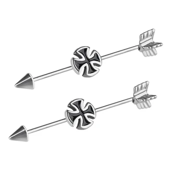 New product arrow shape cool ear jewelry industrial piercing ear earrings barbell piercing with Customized service