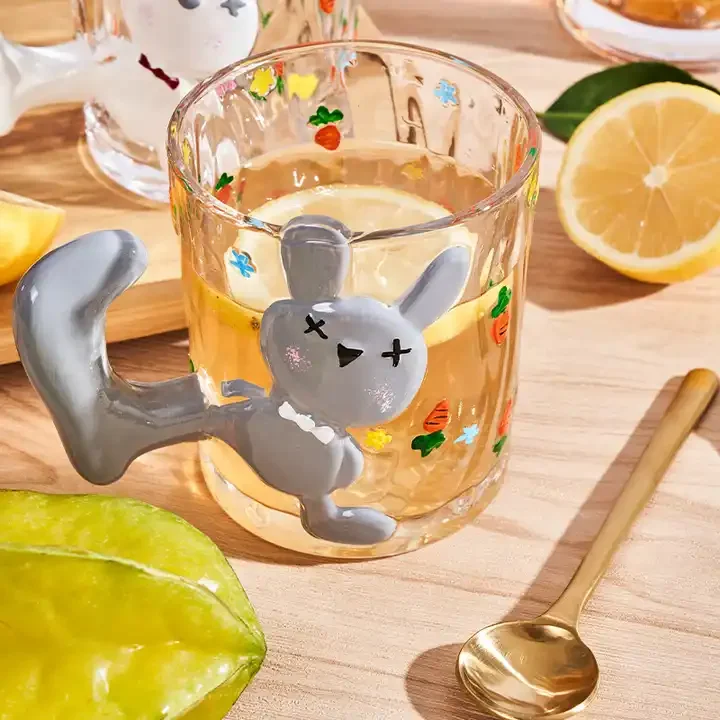 Wholesale Water Glass cartoon Candle Holder rabbit Cups Wine Glass Mug kids gift Double drinking cup