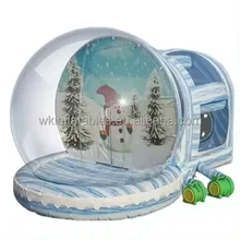 Outdoor DIY inflatable globe snow with LED light for decoration transparent inflatable snow globe tent for camping