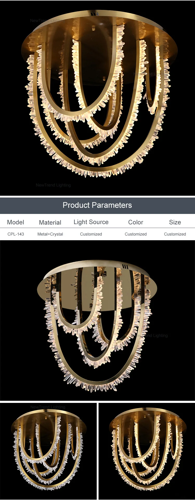 CPL-143 Contemporary Hotel Lobby Villa Salon Indoor Decoration Chandelier Custom LED Crystal Pendant Light factory