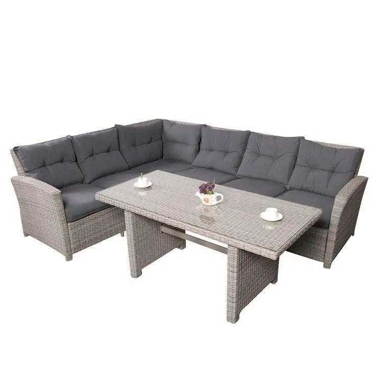 product synthetic durable pe outdoor 3 piece patio corner set lounge sofa rattan garden furniture sofa set-3