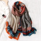 Style Women Womenscarves Spring Winter England Style Luxury Long Shawl Cotton Brand Fashion Women Printed Scarf